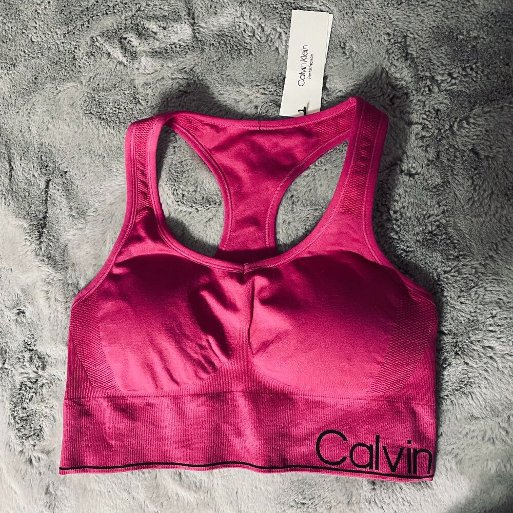 Calvin Klein Womens Large Pink Lightly Lined Sports Bra